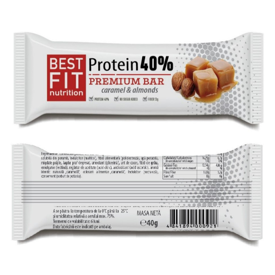 Высокопротеиновый батончик, со вкусом карамели и миндаля 40 гр