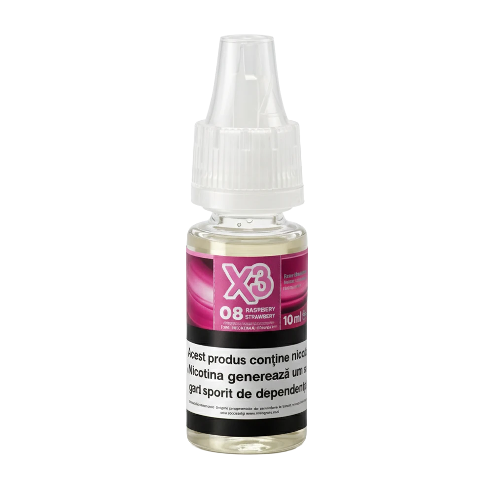 X3 E-Liquid 10 ml. Raspberry Ice Cream Strawberry #8
