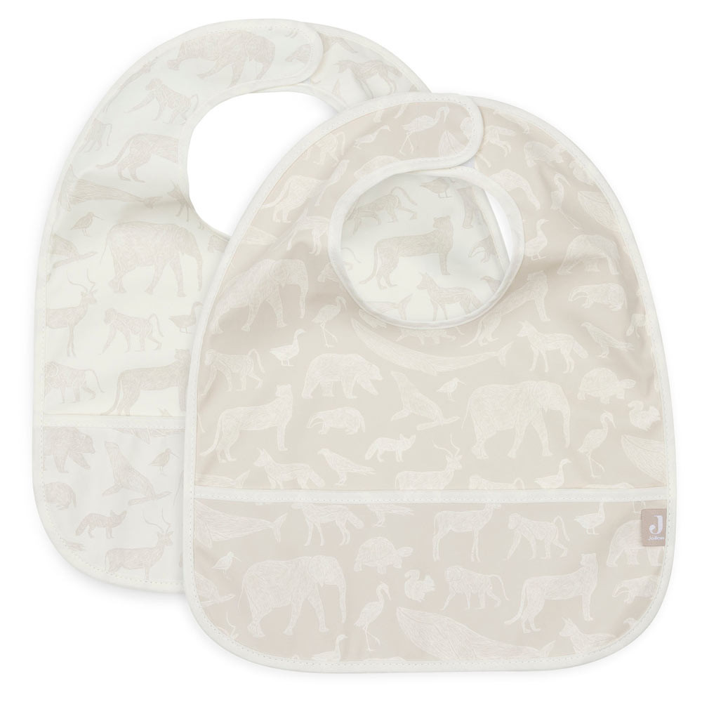 Baveta Impermeabil Animals Nougat (2pack) Jollein