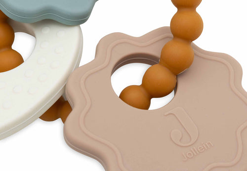 Jucarie pentru dentite din silicon Cheite pe inel, Jollein Lovely Birds