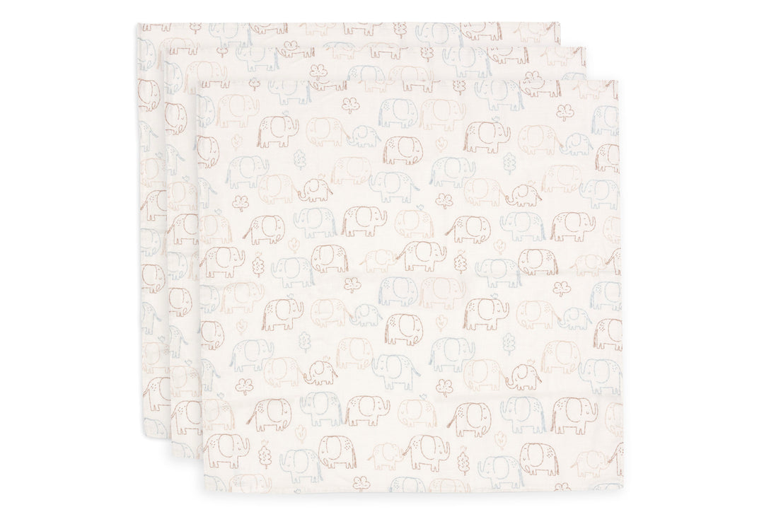 Pelincute muselina Jollein 70x70cm Elephant Tales (3pack)