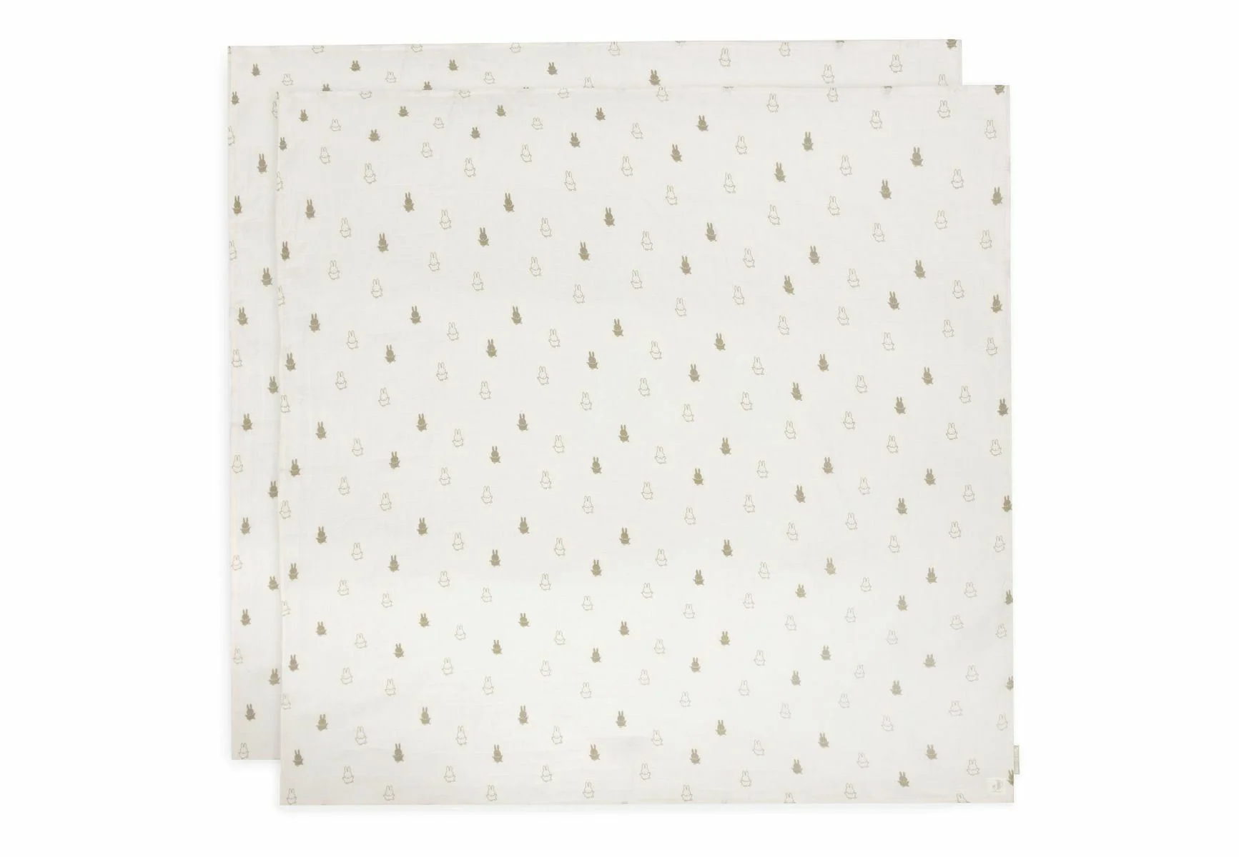 Pelincute muselina Jollein 115x115cm Happy Miffy Olive Green (2pack)