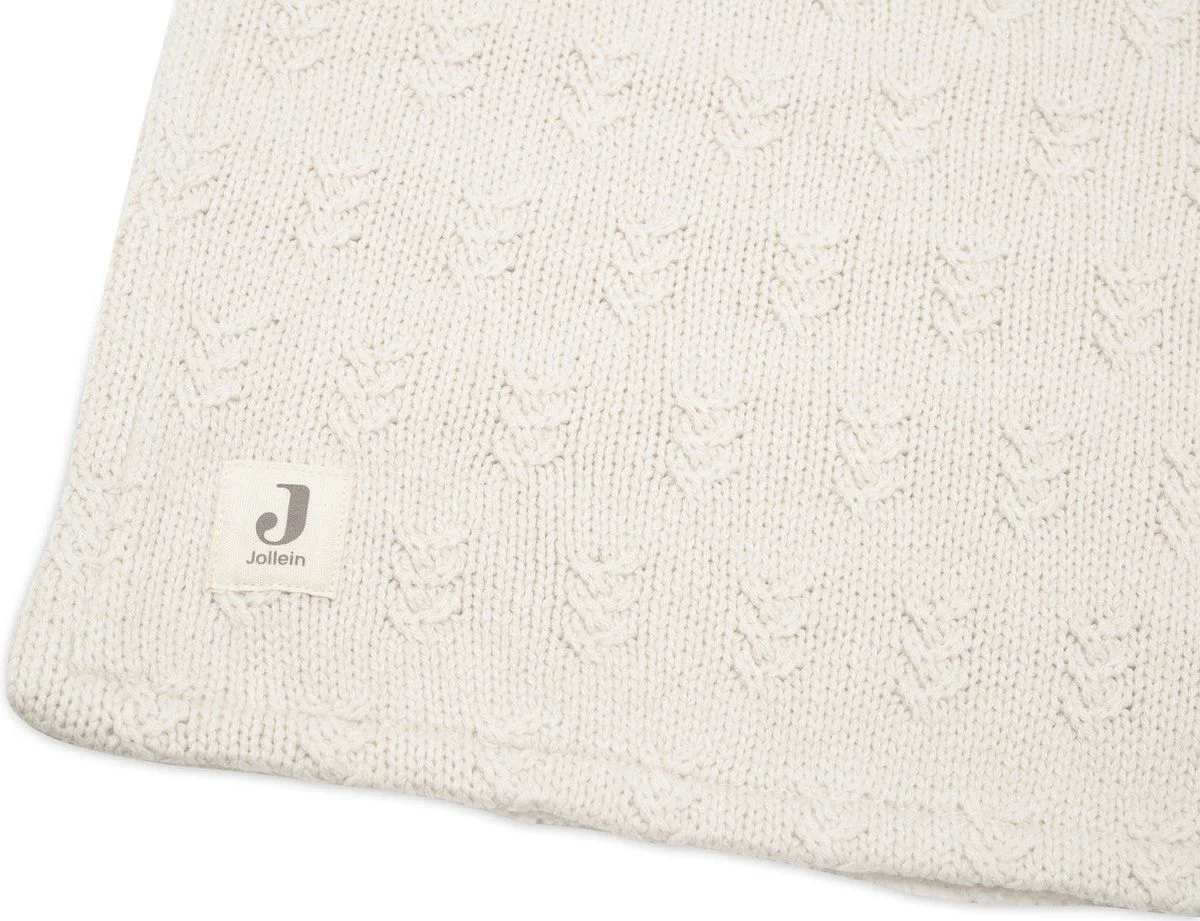 Patura tricotata Jollein 100x150cm Grain Knit Oatmeal/Velvet