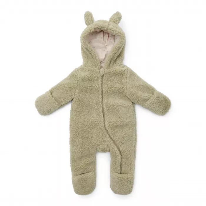 Combinezon din teddy - Soft Green - marimea 62/68 - Little Dutch