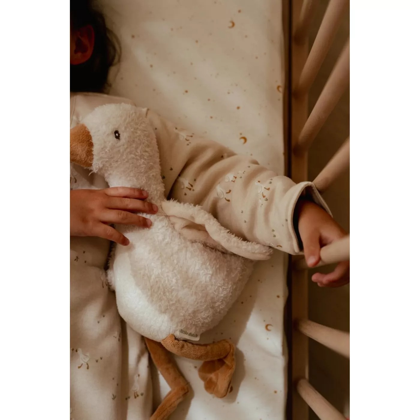 Cearsaf cu elastic din bumbac organic pentru landou - 40x80 cm - Moon and Stars - Little Dutch