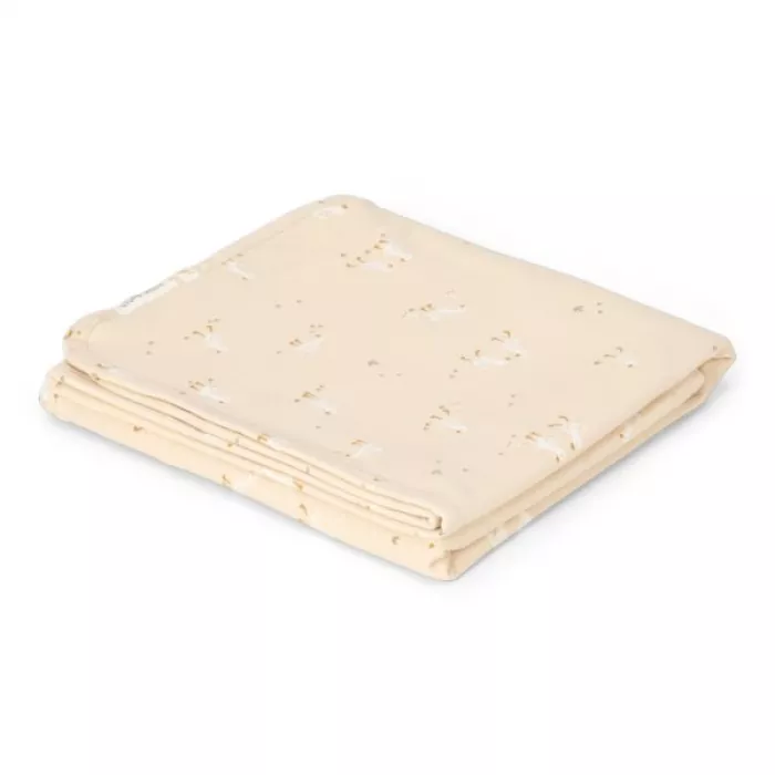 Patura dublata din bumbac organic cu doua fete - 70x100 cm - Little Goose / Moon and Stars - Little