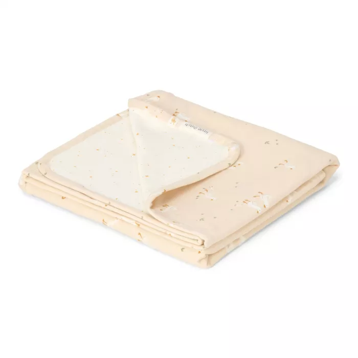 Patura dublata din bumbac organic cu doua fete - 70x100 cm - Little Goose / Moon and Stars - Little