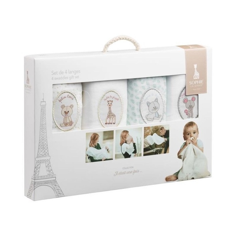 Set 4 Scutece Din Bumbac 70x70 cm Girafa Sophie