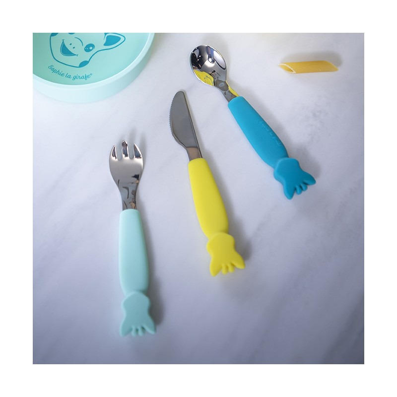 Set tacamuri din inox cu maner silicon Girafa Sophie