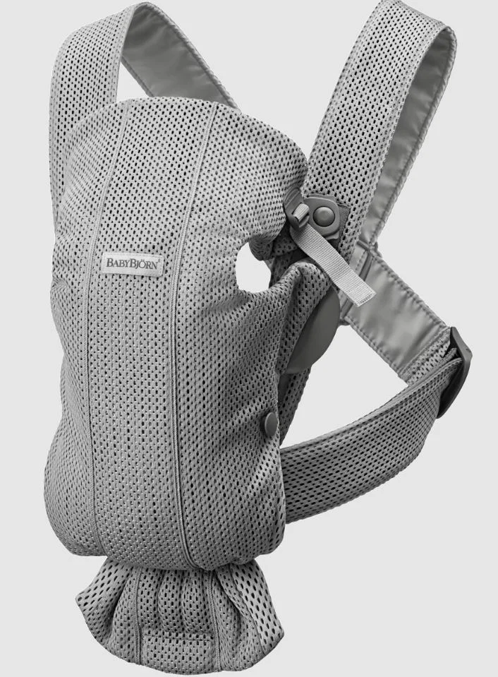 Marsupiu anatomic BabyBjorn Mini Grey 3D Mesh cu pozitii multiple de purtare