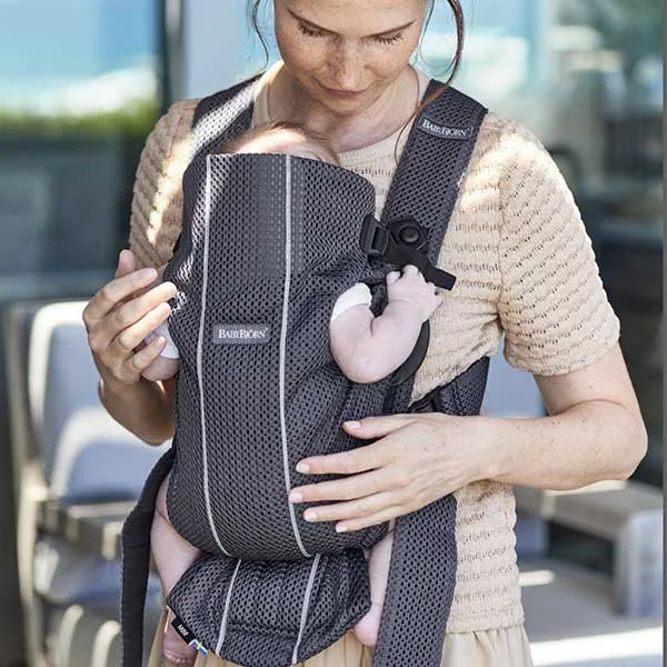 Анатомический рюкзак-кенгуру BabyBjorn Mini Anthracite с несколькими положениями для ношения, 3D Mesh