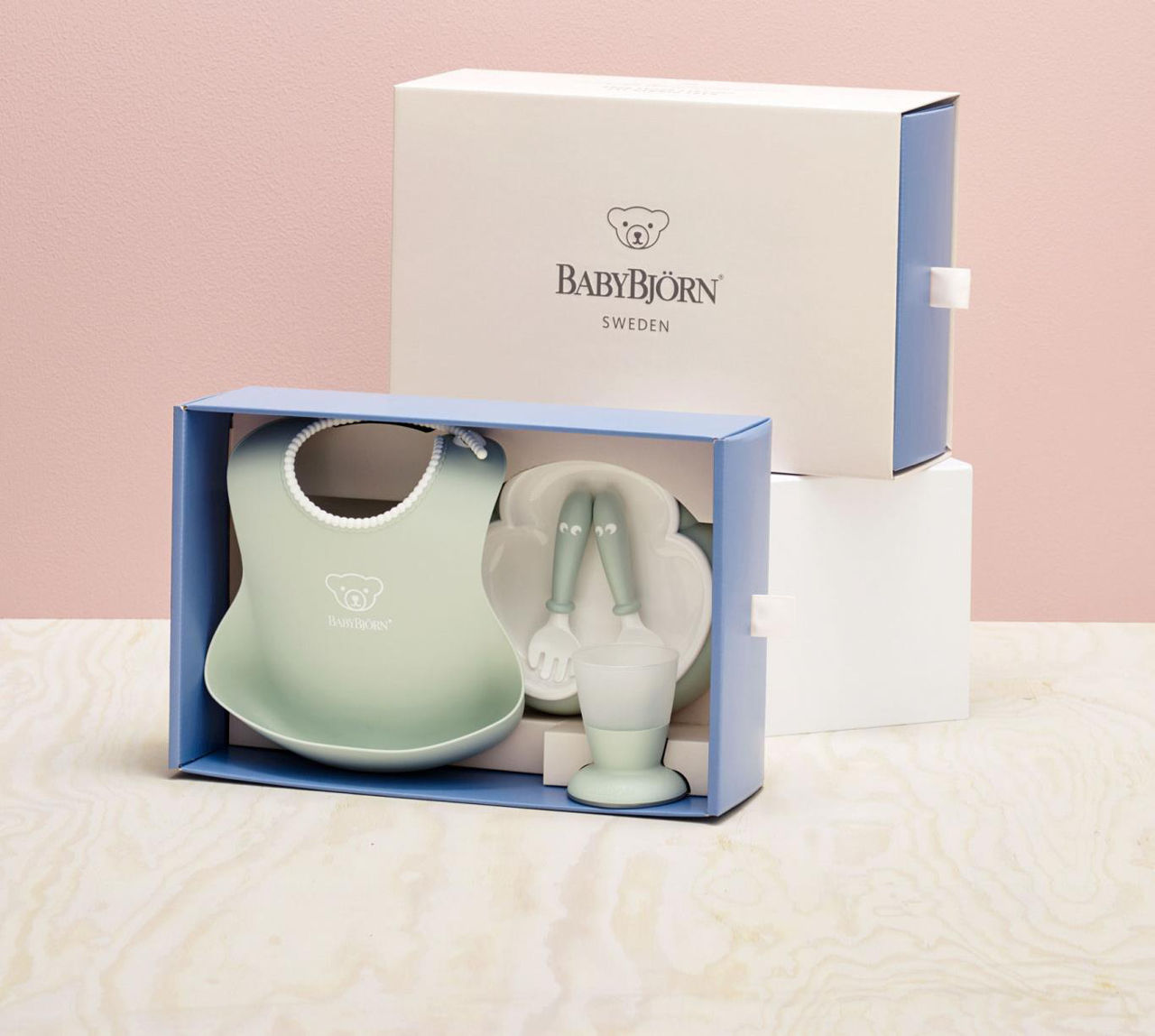Set pentru alimentatie BabyBjorn Powder Green