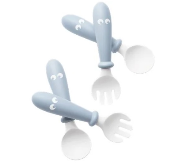 Set lingurite si furculite BabyBjorn Powder Blue, 4 buc.