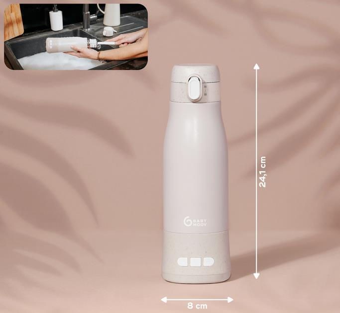 Incalzitor de biberoane portabil si reincarcabil Babymoov Moov & Feed Mineral Beige