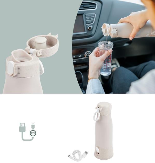 Incalzitor de biberoane portabil si reincarcabil Babymoov Moov & Feed Mineral Beige