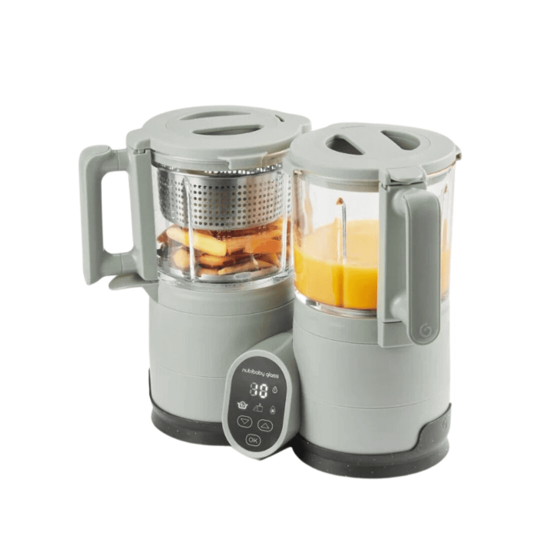 Robot multifunctional 4 in 1 Babymoov Nutribaby Glass Celadon Green din sticla si otel inoxidabil