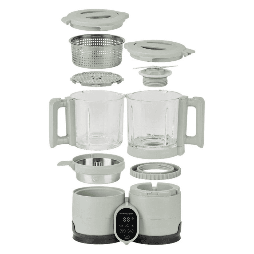 Robot multifunctional 4 in 1 Babymoov Nutribaby Glass Celadon Green din sticla si otel inoxidabil