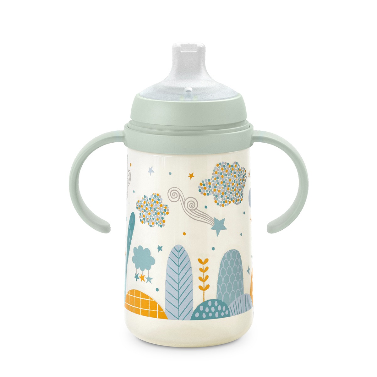 Cana cu cioc din silicon, 270 ml, +6 luni, „Plimbari prin park” / bordo Suavinex