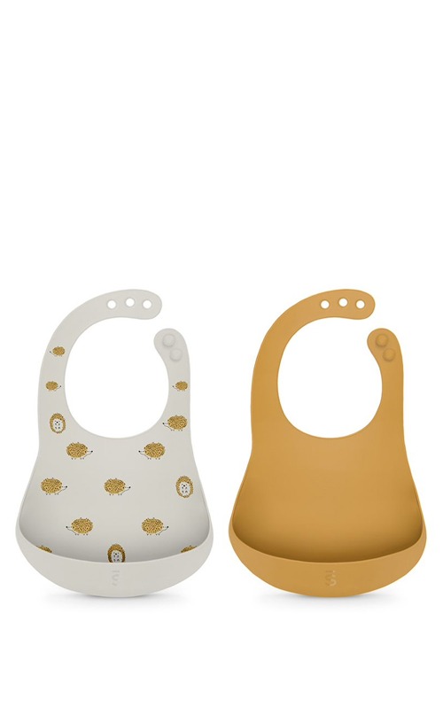 Set de bavete din silicon „Colour Essence” / gri, galben Suavinex
