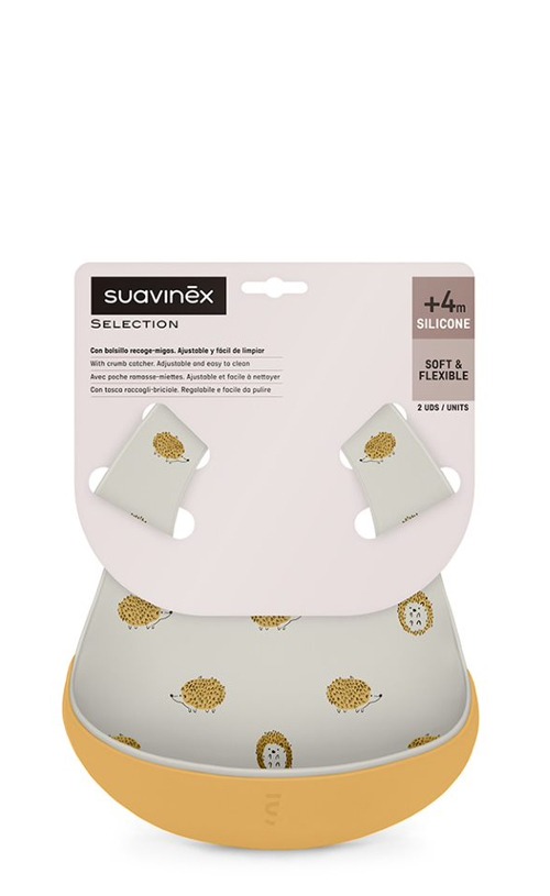 Set de bavete din silicon „Colour Essence” / gri, galben Suavinex 2