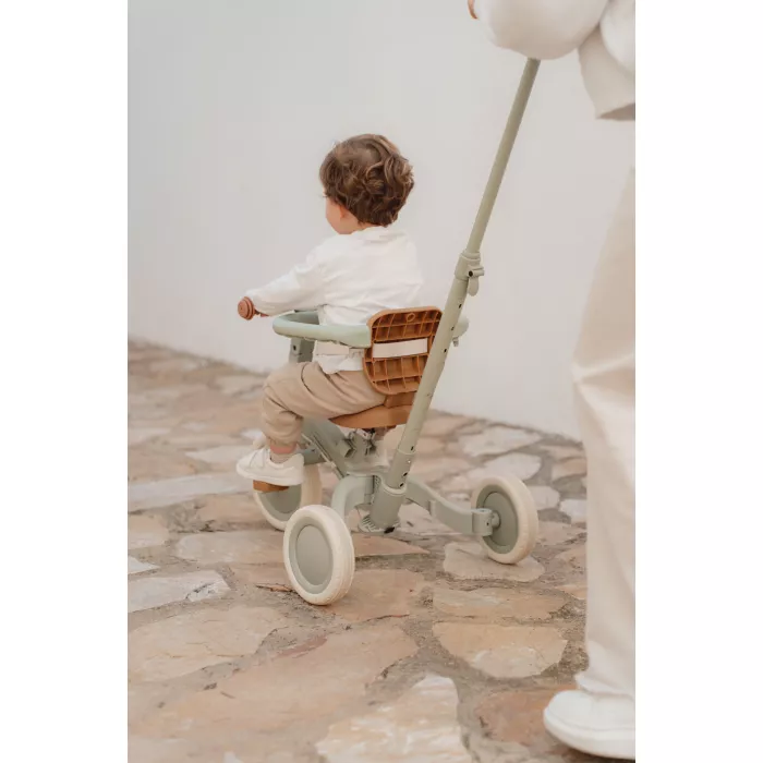 Tricicleta 4 in 1 cu bara de impingere - GREEN - Little Dutch