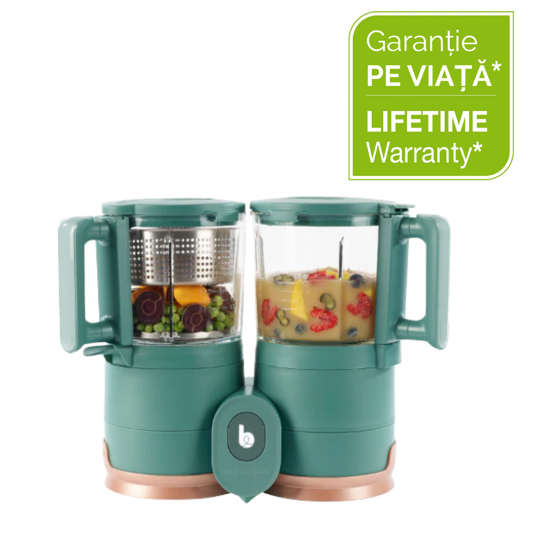 Robot din sticla si otel inoxidabil 4 in 1Babymoov Nutribaby Glass green din stica si otel 