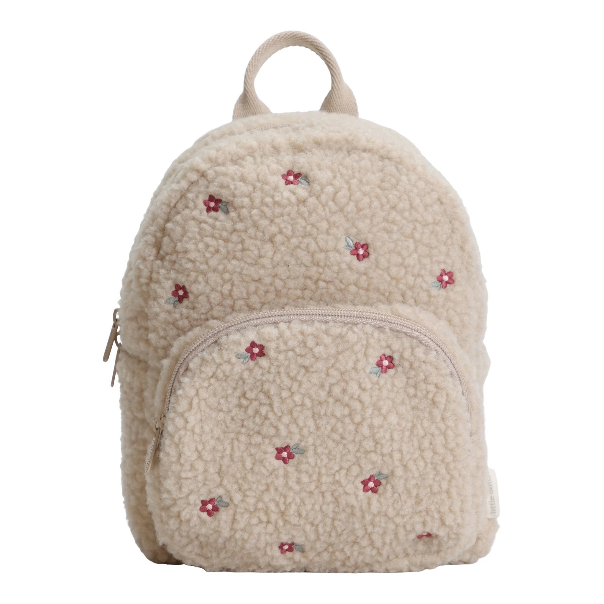 Rucsac din material teddy - Sand - Little Dutch