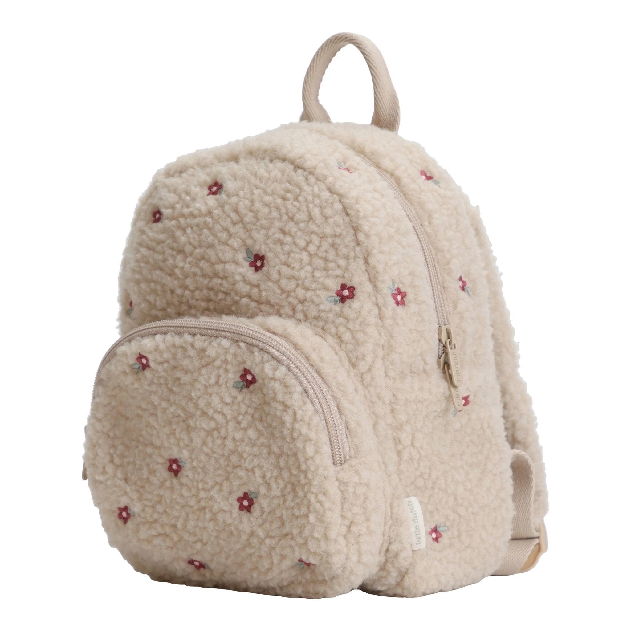 Rucsac din material teddy - Sand - Little Dutch