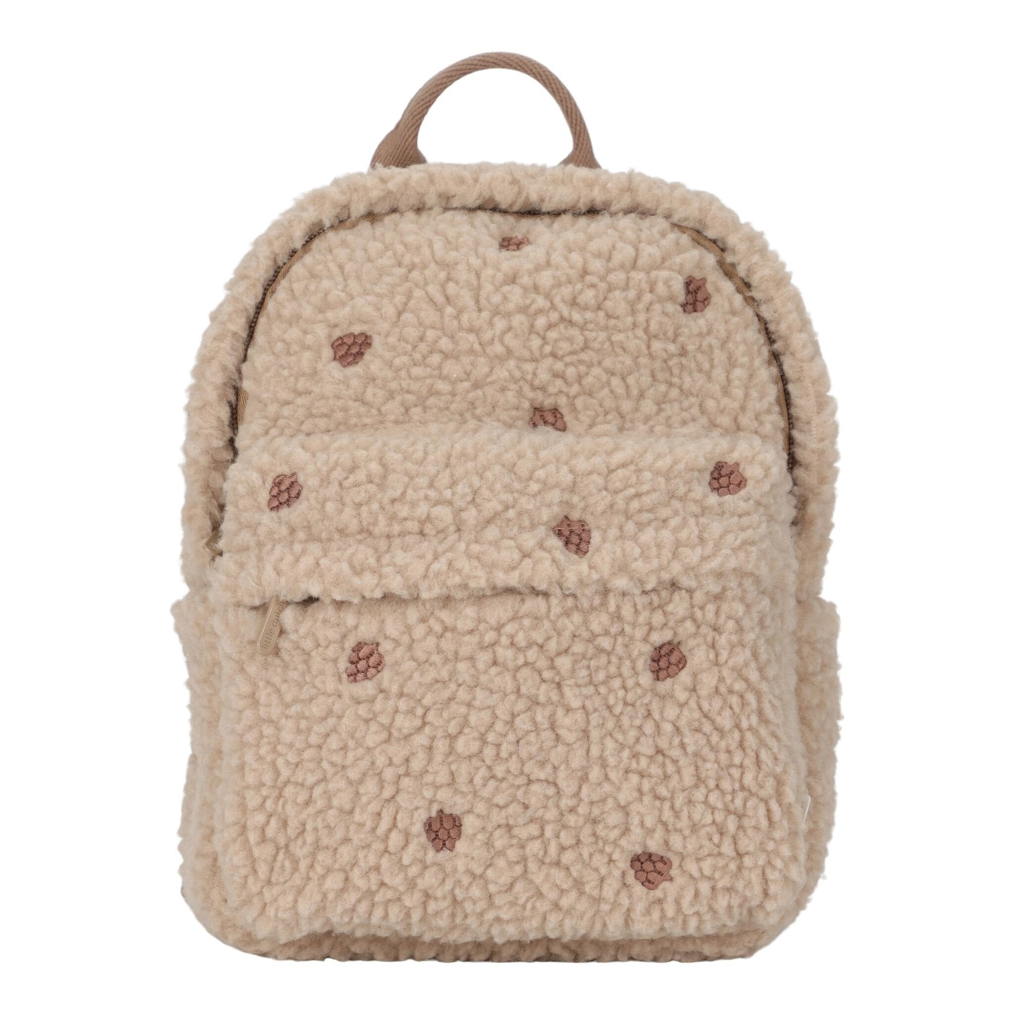 Rucsac din material teddy - Taupe - Little Dutch