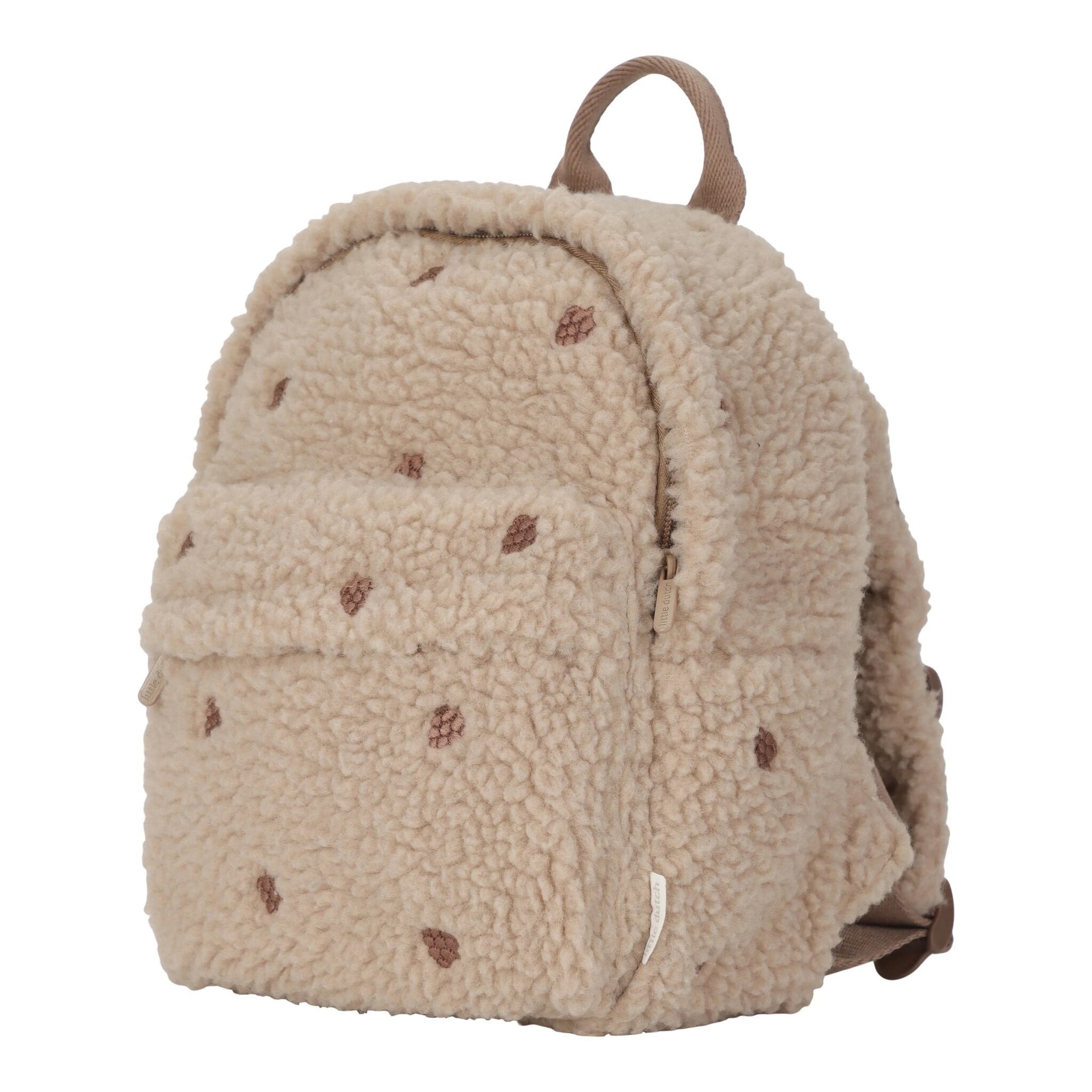 Rucsac din material teddy - Taupe - Little Dutch