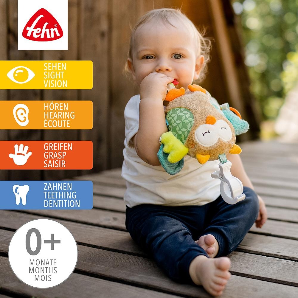 Подвесная игрушка с активностями – Сонная сова, Fehn