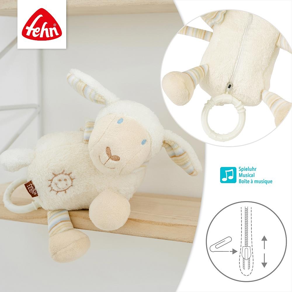 Музыкальная игрушка, Fehn, Овечка, 16 см, кремовая