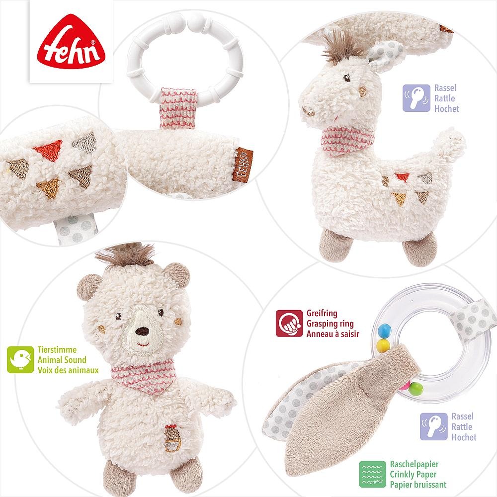 Mascota educationala patut bebe, Fehn, 25 cm, Alb