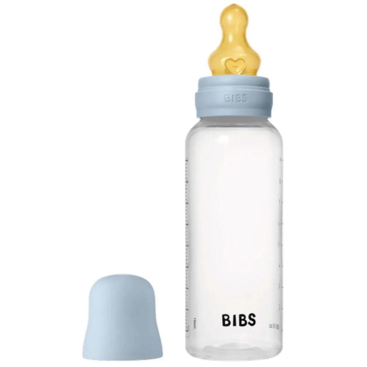 Bibs Biberon din plastic anicolici cu tetina din latex 0+l, 150 ml, Baby Blue