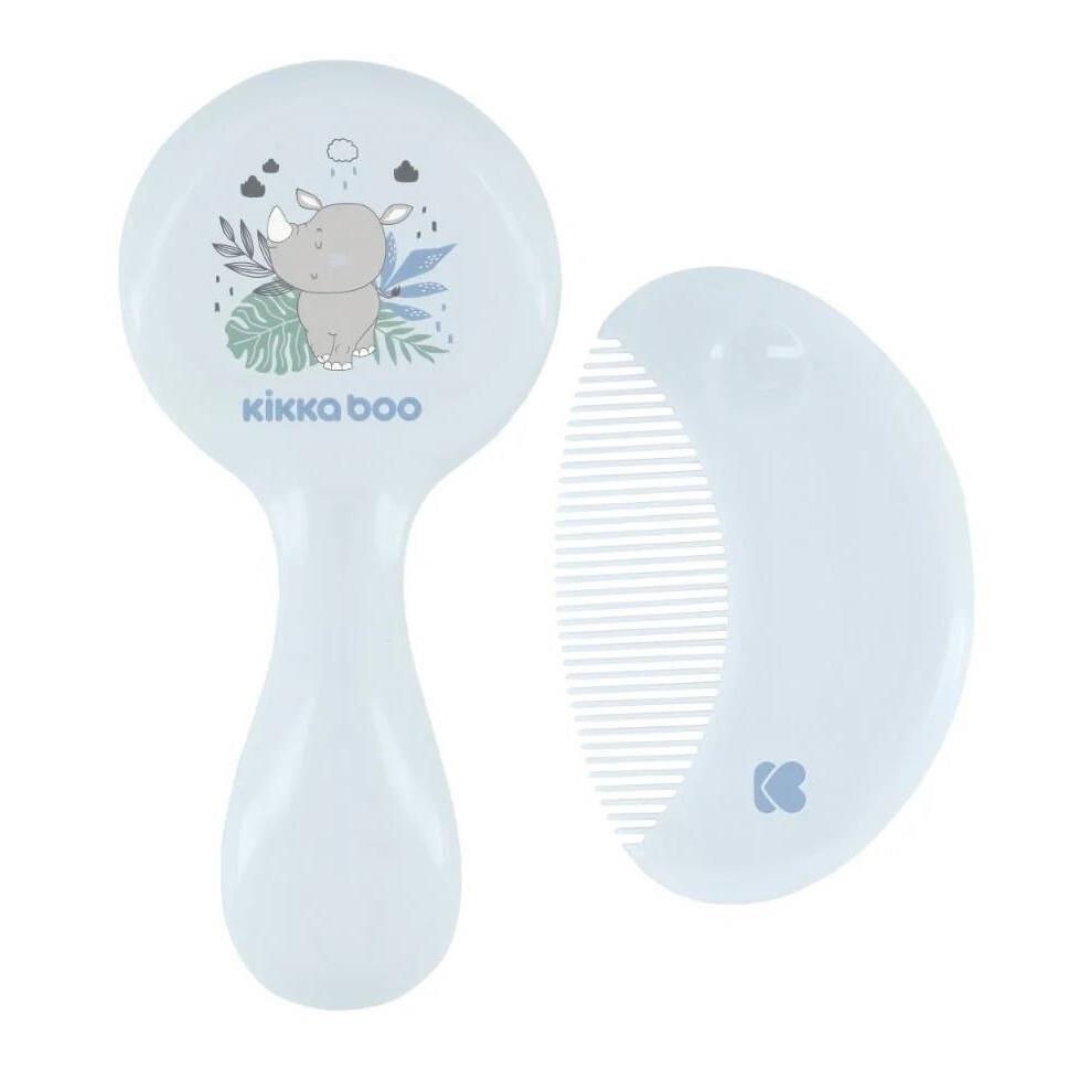 Расчёска и щётка с натуральной щетиной KikkaBoo Savanna Blue
