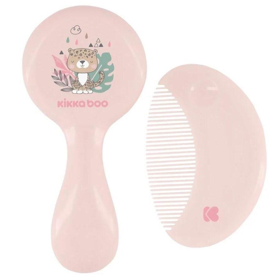 Расчёска и щётка с натуральной щетиной KikkaBoo Savanna Pink