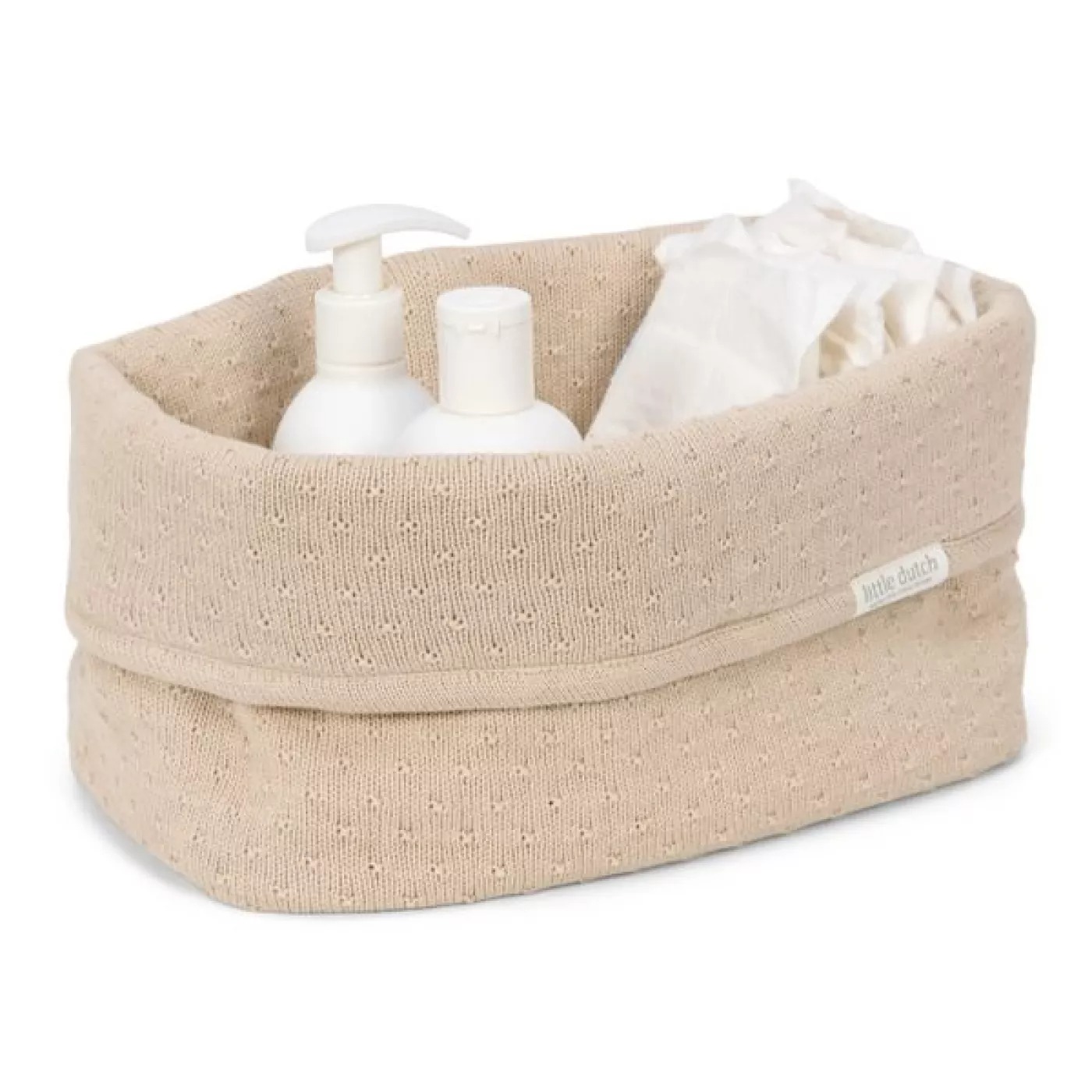 Корзина для хранения из органического хлопка - 25x15 см - Pure Soft Beige - Little Dutch