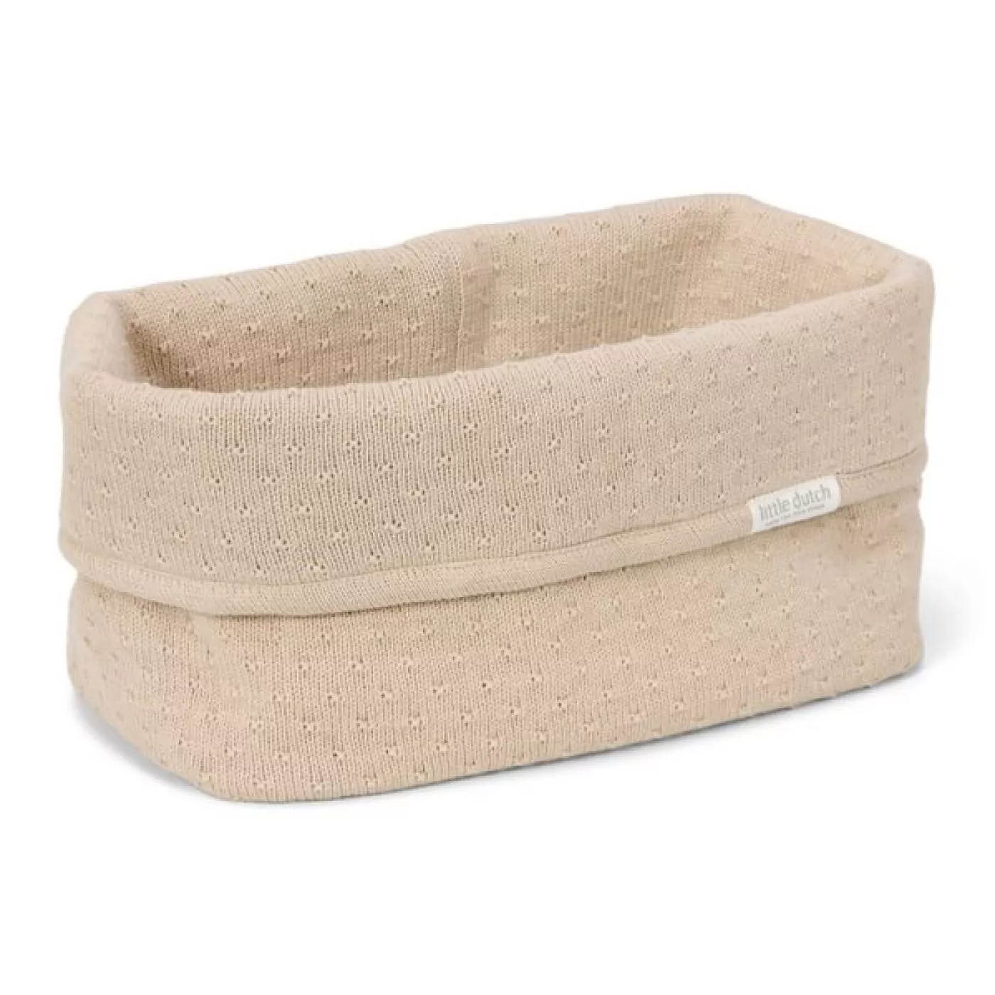 Корзина для хранения из органического хлопка - 25x15 см - Pure Soft Beige - Little Dutch