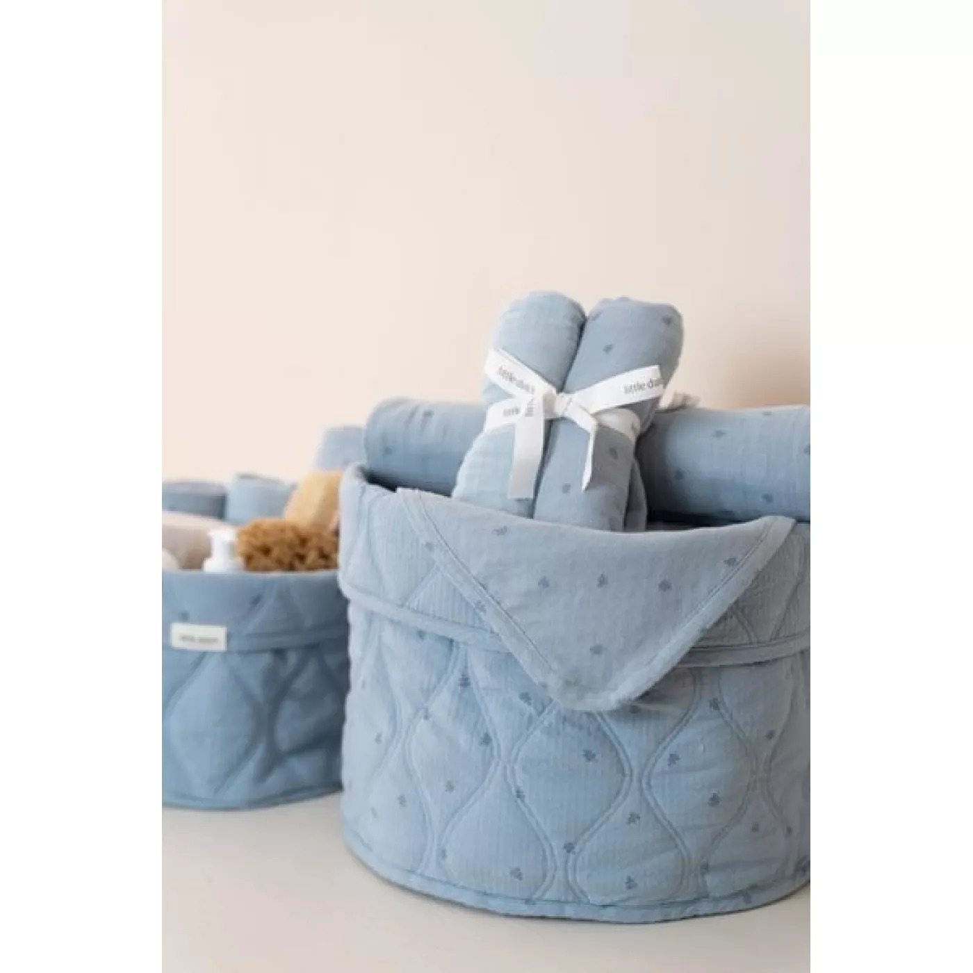 Muselina din bumbac organic - set 2 bucati - 70x70 cm - Pure Denim Blue - Little Dutch