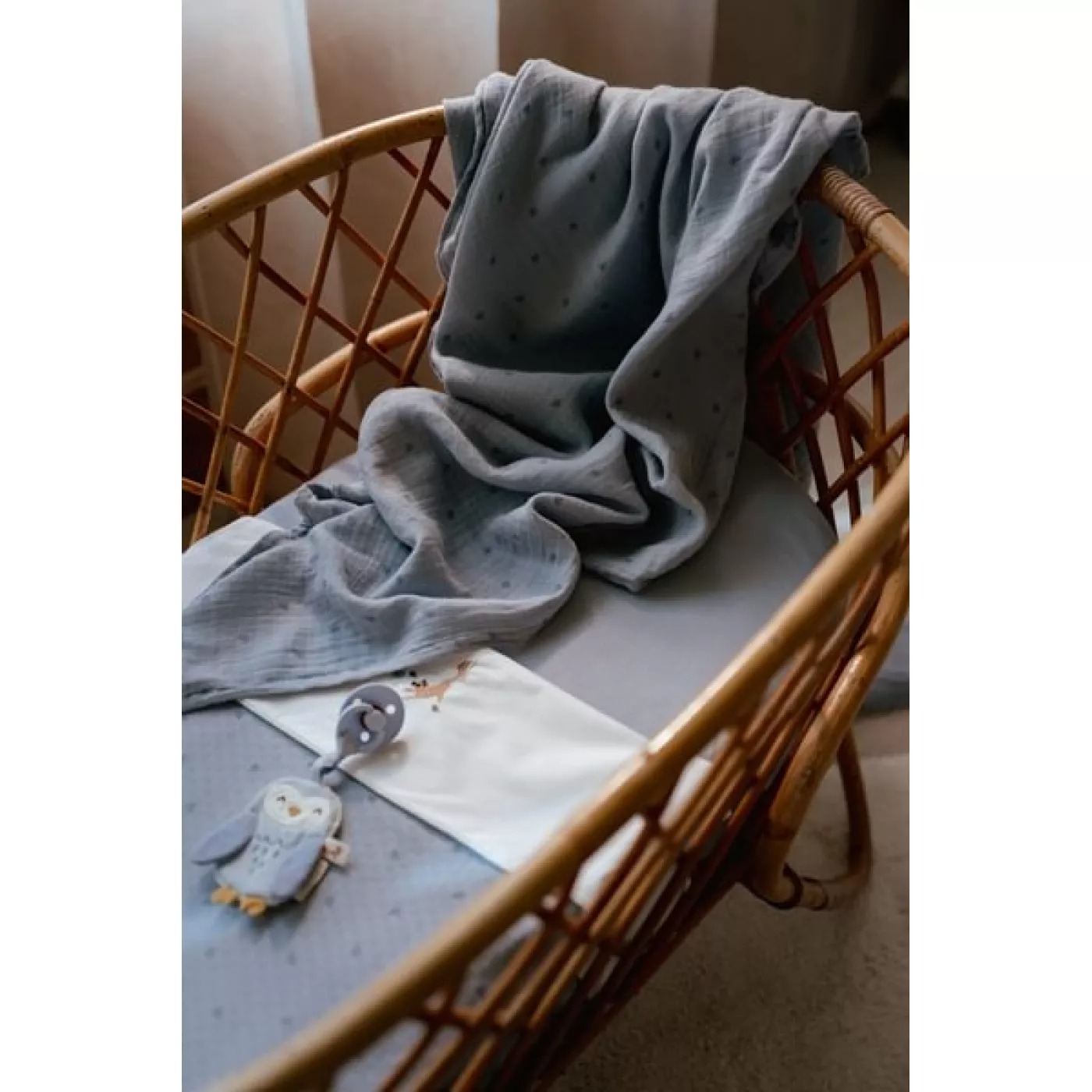 Muselina din bumbac organic - set 2 bucati - 70x70 cm - Pure Denim Blue - Little Dutch