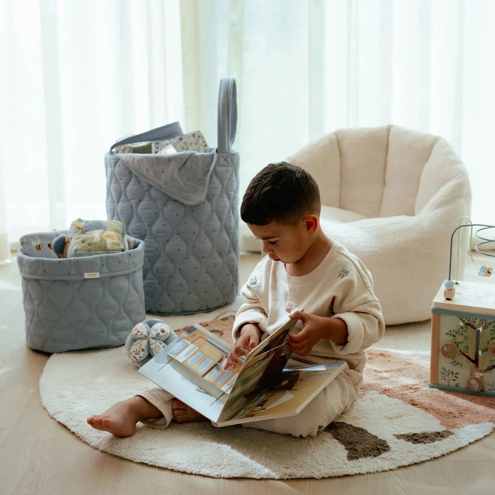 Корзина для хранения из органического хлопка для детской комнаты - 35x45 см - Pure Denim Blue - Little Dutch