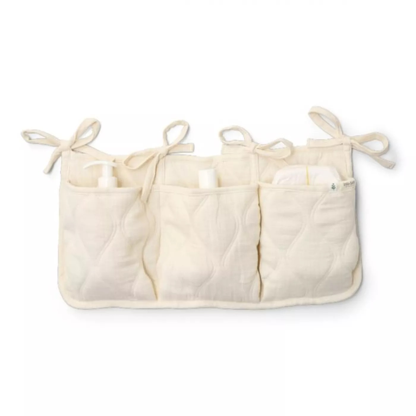 Organizator din bumbac organic pentru patut - Pure Soft White - Little Dutch