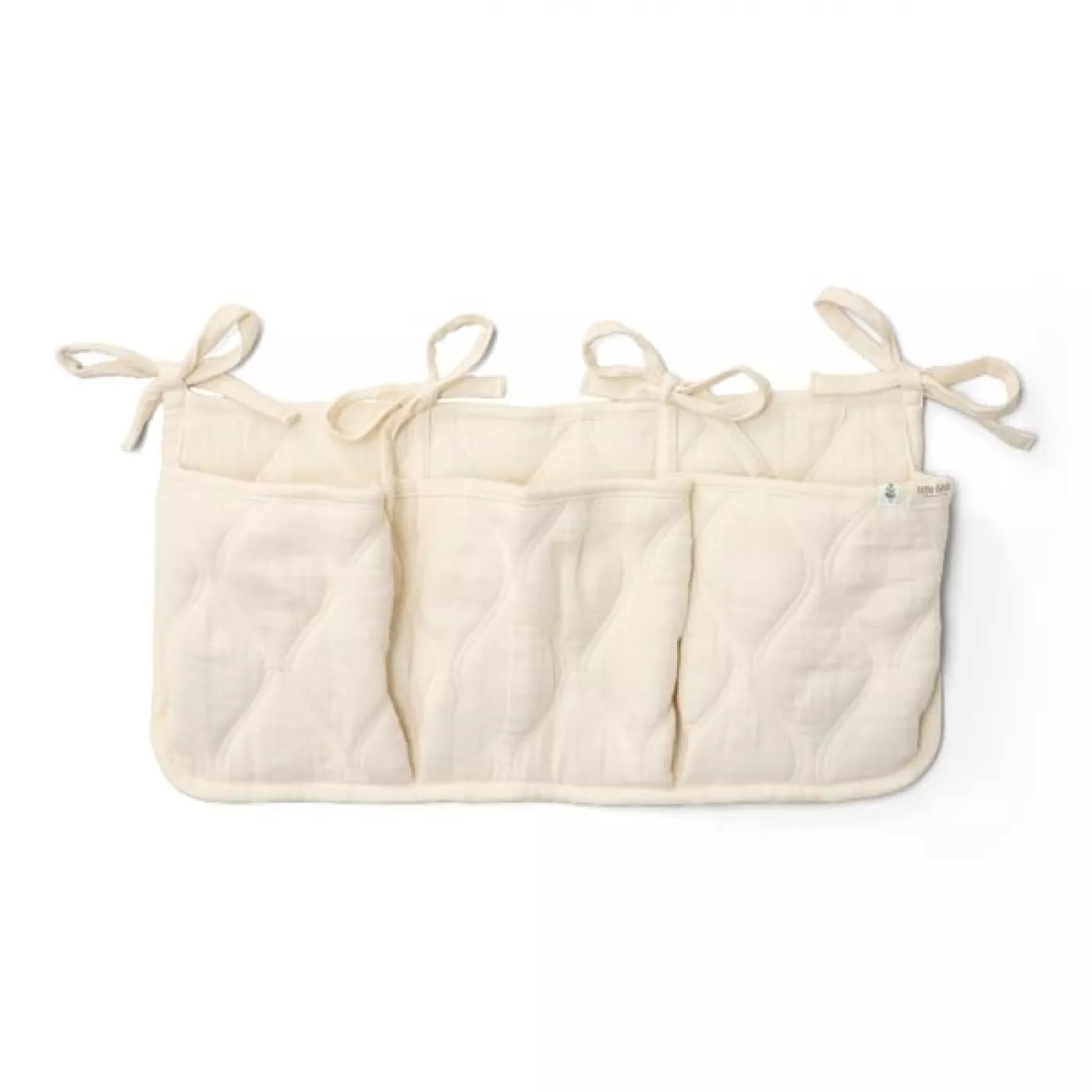 Organizator din bumbac organic pentru patut - Pure Soft White - Little Dutch