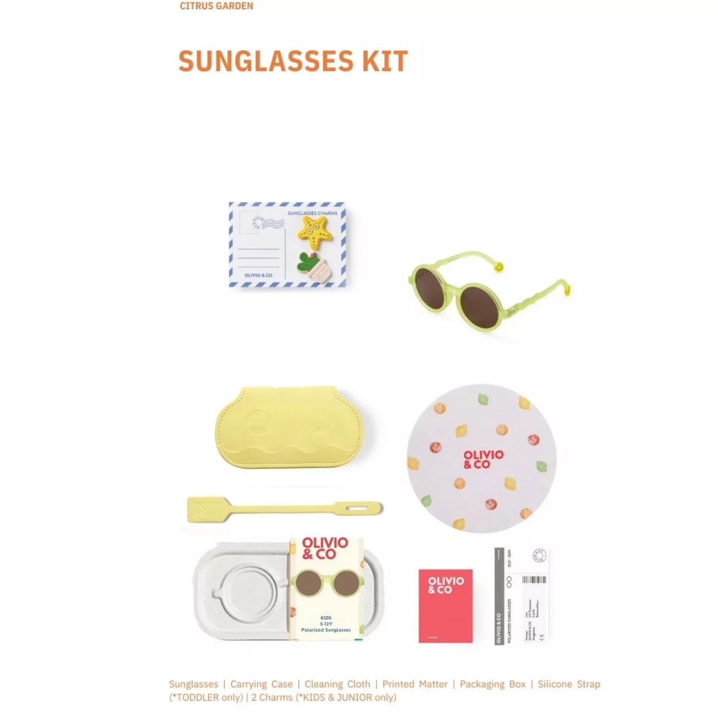 Солнцезащитные очки с поляризованными линзами - 5-12 лет - Citrus Garden - Lime Green - Olivio & Co