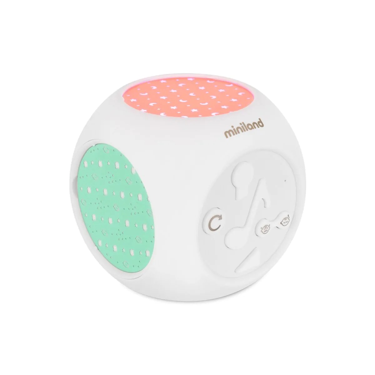 Proiector muzical cu lumină și sunete pentru bebeluși Miniland Dreamcube Magical