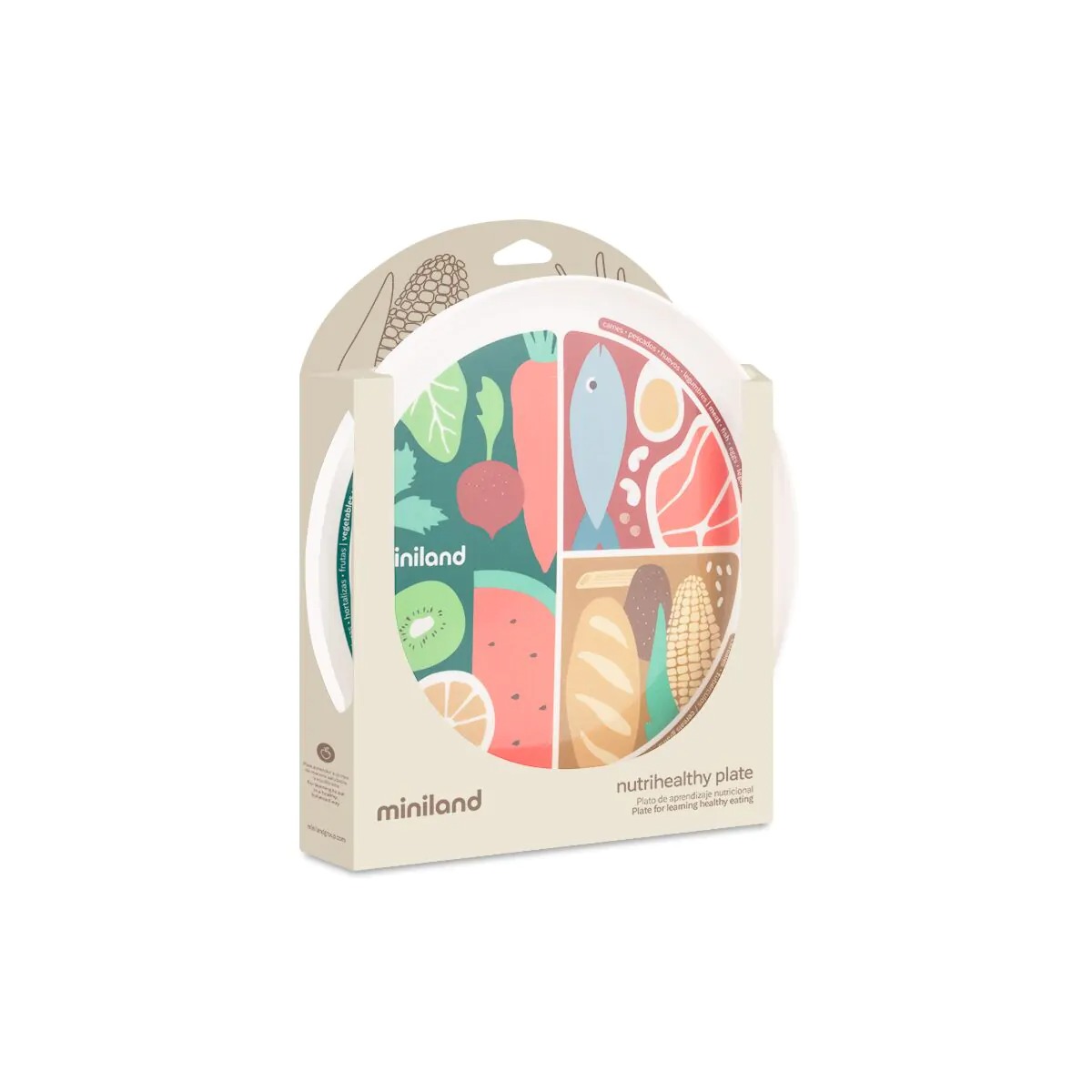 Farfurie educativă pentru alimentație sănătoasă, compartimentată Miniland Nutrihealthy Plate