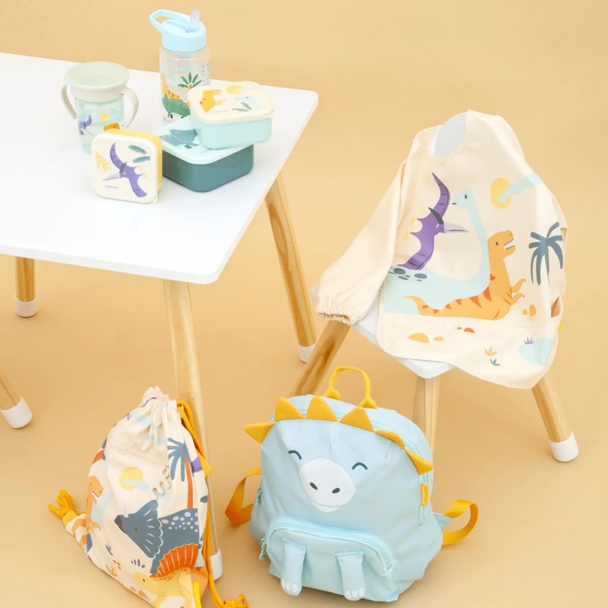Водонепроницаемый слюнявчик с рукавами Miniland Soft Biby Jurassic
