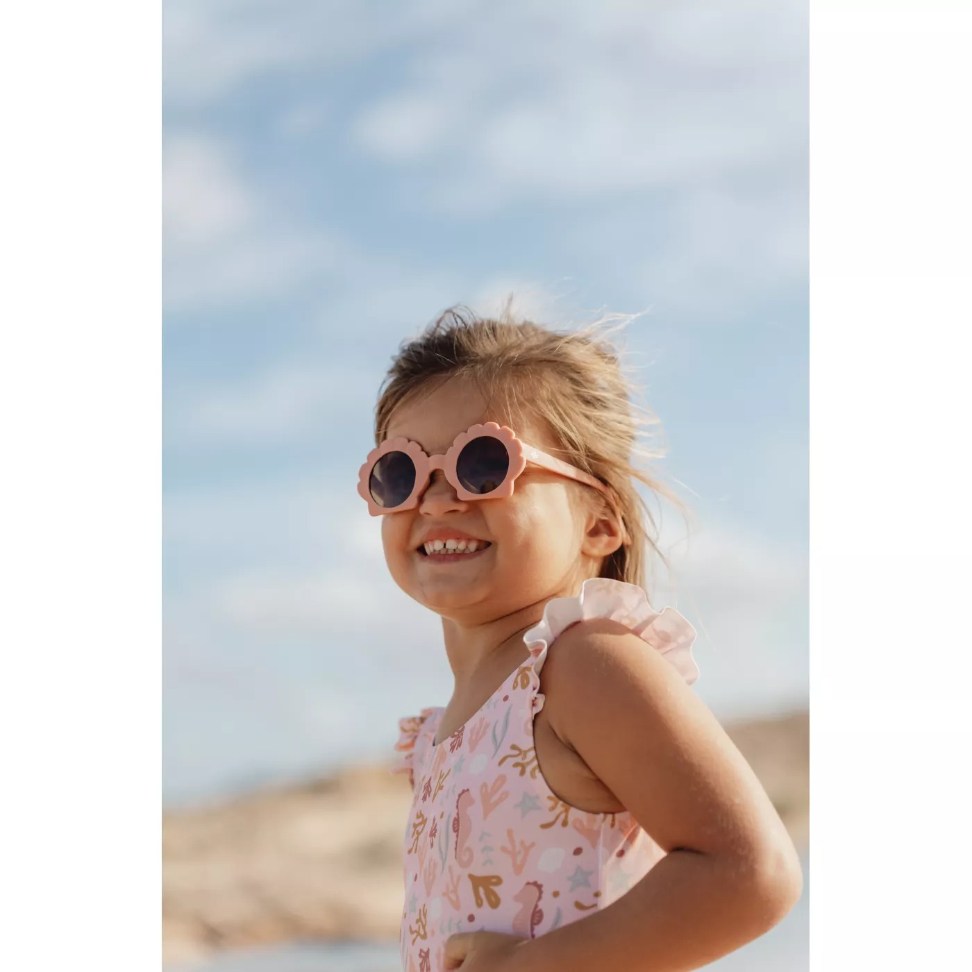 Детские солнцезащитные очки с защитой UV400 Shell Pink - Little Dutch