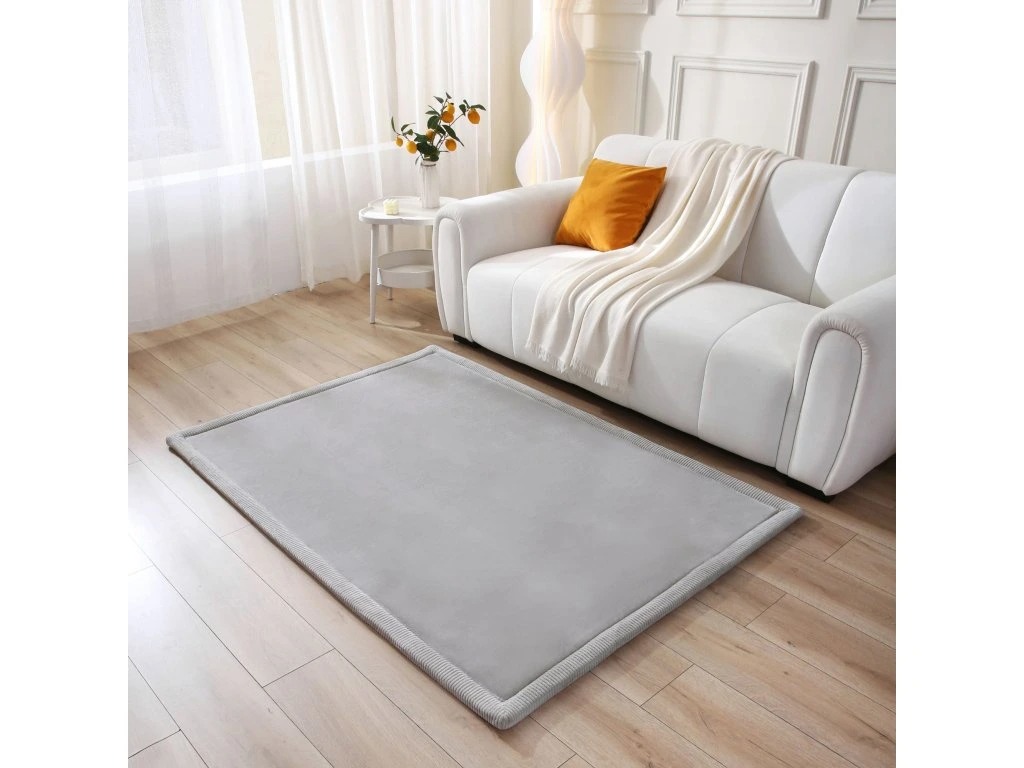 Saltea de joaca coral velvet cu spuma memorie 120 x 170 cm – gri - Hakuna Matte