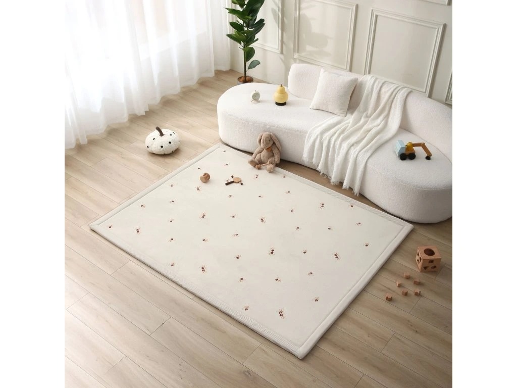 Saltea de joaca coral velvet cu spuma memorie 150 x 200 cm – floral - Hakuna Matte